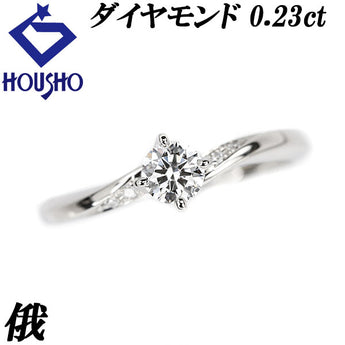 Niwa Diamond Ring 0.23ct Pt950 Dew Flower 4-prong Wave Brand NIWAKA | Diamond Platinum Elegant Simple Cute Stylish [Used] [SH114840]