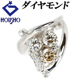 Brown diamond ring 0.78ct K18WG matte finish with openwork | 18K gold diamond, luxurious, gorgeous, unique, cute, stylish [Used] [SH114841]