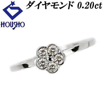 Diamond Ring 0.20ct K18WG Openwork Flower Plant Botanical | 18K Diamond Daily Use Casual Cute Stylish [Used] [SH114854]