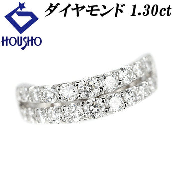 Diamond half eternity ring 1.30ct Pt900 double-strand style stacked style | 18k gold diamond daily use gorgeous gorgeous cute stylish elegant [used] [SH114863]