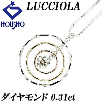 Luciola Diamond Necklace 0.31ct K18YG WG PG Circle Round 3-Row Brand LUCCIOLA | 18K Diamond Daily Use Cute Stylish [Used] [SH114879]