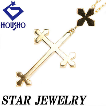 Star Jewelry Necklace K18YG Base metal only No stones Cross Crucifix Brand STAR JEWELRY | 18K gold Daily use Simple Cute Stylish [Used] [SH114884]