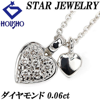 Star Jewelry Diamond Necklace 0.06ct K18WG Heart Pavé Brand STAR JEWELRY | 18K Diamond Daily Use Cute Stylish [Used] [SH114886]