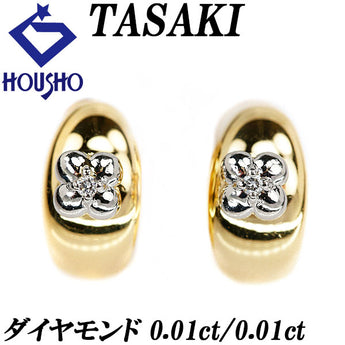 TASAKI Diamond Earrings 0.02ct K18YG Pt900 Flowers Plants Botanical Brand TASAKI | 18K Diamond Daily Use Cute Stylish [Used] [SH114895]