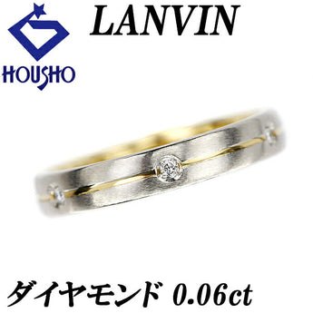 LANVIN Diamond Ring 0.06ct K18YG Pt950 Combination Pear-grain Matte Brand LANVIN | 18K Diamond Daily Use Simple Cute Stylish [Used] [SH114898]