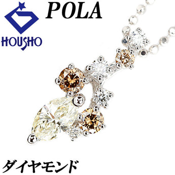 POLA Diamond Necklace 0.30ct K18WG Deformed Cut Fancy Cut Marquise Cut Brand POLA | 18K Diamond Daily Use Elegant Cute Stylish [Used] [SH114922]