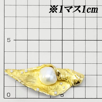 岩倉康二 白蝶パール ブローチ 16.3mm ダイヤモンド K18YG Pt900 貝 梨地 マット ツヤ消し 作家 デザイナー | 18金 白蝶真珠 ダイアモンド 白真珠 南洋真珠 南洋パール おしゃれ【中古】【SH114926】