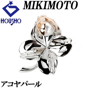 MIKIMOTO Akoya pearl pin brooch 4.6mm SV925 K18PG clover leaf plant botanical ladybug ladybird animal MIKIMOTO | Akoya pearl white pearl Japanese pearl cute stylish [Used] [SH114927]