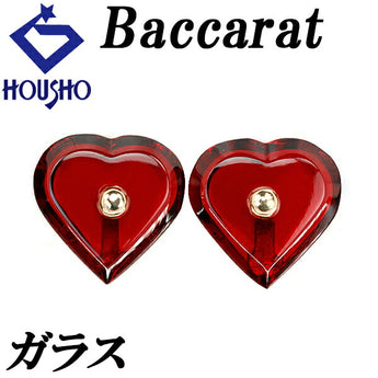 Baccarat A La Folie Crystal Glass Earrings K18YG Heart A La Folie Brand Baccarat | 18K Gold Daily Use Cute Stylish [Used] [SH114933]