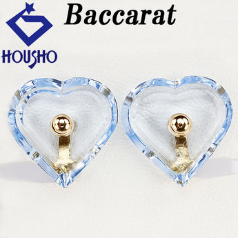 Baccarat A La Folie Crystal Glass Earrings K18YG Heart A La Folie Brand Baccarat | 18K Gold Daily Use Casual Cute Stylish [Used] [SH114934]
