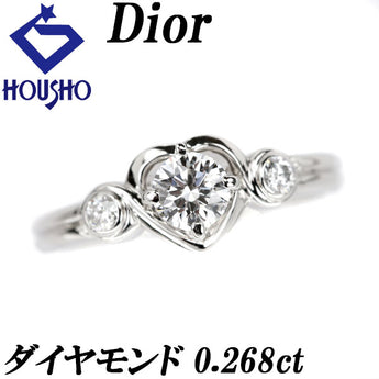 ディオール ダイヤモンド ピンキー リング 0.268ct Pt950 ハート 透かし ブランド Dior | ダイアモンド プラチナ デイリーユース かわいい おしゃれ【中古】【SH115404】