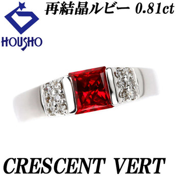 CRESCENT VERT Recrystallized Ruby Ring 0.81ct Diamond K18WG Brand Kyocera CRESCENT VERT | 18K Diamond Elegant Cute Stylish [Used] [SH115414]