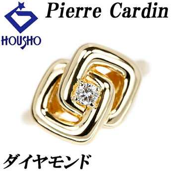 Pierre Cardin Diamond Ring K18YG Single Stone Square Brand Pierre Cardin | 18K Diamond Daily Use Cute Stylish [Used] [SH115418]