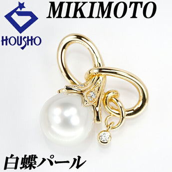 MIKIMOTO White Pearl Pendant Top 11.8mm Diamond K18YG Plant Botanical Brand MIKIMOTO | 18K White Pearl White Pearl South Sea Pearl South Sea Pearl Diamond Elegant Stylish [Used] [SH115448]