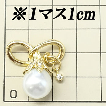 MIKIMOTO White Pearl Pendant Top 11.8mm Diamond K18YG Plant Botanical Brand MIKIMOTO | 18K White Pearl White Pearl South Sea Pearl South Sea Pearl Diamond Elegant Stylish [Used] [SH115448]