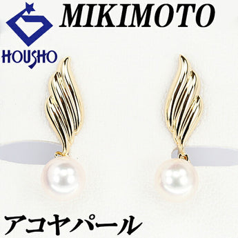 MIKIMOTO Akoya Pearl Earrings 7.3mm K18YG Brand MIKIMOTO | 18K Akoya Pearl White Pearl Japanese Pearl Daily Use Simple Cute Stylish [Used] [SH115457]