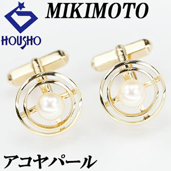 ミキモト アコヤパール カフス 6.6mm K14YG スウィヴル式 ブランド MIKIMOTO | 14金 あこや真珠 白真珠 和珠 上品 エレガント おしゃれ【中古】【SH115459】