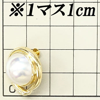 TASAKI Mabe Pearl Earrings 13.4mm Diamond K18YG Brand TASAKI | 18K Mabe Pearl White Pearl Semicircular Pearl Diamond Elegant Cute Stylish [Used] [SH115648]