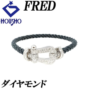 フレッド ダイヤモンド フォース10 ブレスレット K18WG ラージモデル スティールケーブル バックル ブランド FRED | 18金 ダイアモンド 豪華 上品 エレガント おしゃれ【中古】【SH115674】