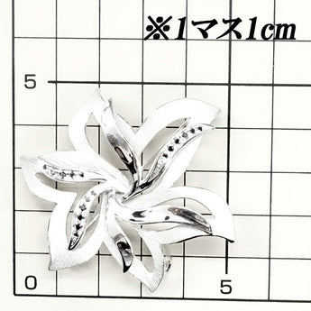 田村俊一 ブラックダイヤモンド ブローチ 0.16ct K18WG 花 フラワー 植物 ボタニカル 梨地 マット ツヤ消し 作家 デザイナー | 18金 ブラックダイアモンド 上品 エレガント かわいい【SH115678】