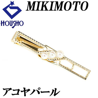 ミキモト アコヤパール タイピン 4.9mm-5.1mm K14YG タイクリップ 透かし ブランド MIKIMOTO | 14金 あこや真珠 白真珠 和珠 上品 エレガント おしゃれ【中古】【SH115680】