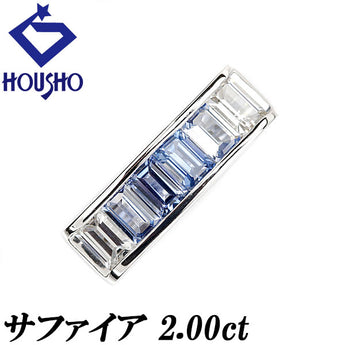 Sapphire pendant top 2.00ct diamond K18WG reversible gradation | 18K sapphire diamond daily use simple cute stylish [used] [SH115685]