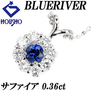 Blue River Sapphire Necklace 0.36ct Diamond Pt900 BLUE RIVER | Blue Sapphire Diamond Platinum Daily Use Elegant Cute Stylish [Used] [SH115694]