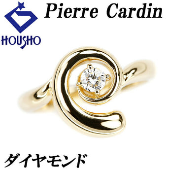 Pierre Cardin Diamond Ring K18YG Single Stone 4 Prongs Swirl Brand Pierre Cardin | 18K Diamond Daily Use Cute Stylish [Used] [SH115704]
