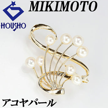 MIKIMOTO Akoya Pearl Brooch 4.7mm-5.3mm K14YG Openwork Brand MIKIMOTO | 14K Akoya Pearl White Pearl Japanese Pearl Elegant Cute Stylish [Used] [SH115786]
