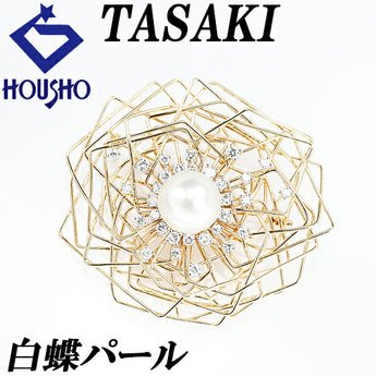 TASAKI Tasaki Pearl White Pearl Brooch 12.8mm Diamond K14YG Pt900 Openwork Brand TASAKI | 18K White Pearl White Pearl South Sea Pearl Cute Stylish Casual [Used] [SH115788]
