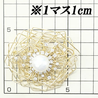 TASAKI Tasaki Pearl White Pearl Brooch 12.8mm Diamond K14YG Pt900 Openwork Brand TASAKI | 18K White Pearl White Pearl South Sea Pearl Cute Stylish Casual [Used] [SH115788]