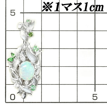 藤平卓 オパール ペンダントトップ 1.78ct サファイア ガーネット ダイオプサイド ダイヤモンド K18WG ボタニカル 梨地 マット ツヤ消し 作家 デザイナー | 18金 ダイアモンド かわいい【SH115795】