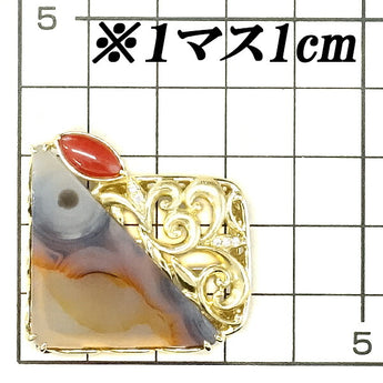 名執左結里 アゲート ブローチ 17.95ct サンゴ ダイヤモンド K18YG ボタニカル アールヌーヴォー 作家 デザイナー | 18金 ダイアモンド 豪華 ゴージャス かわいい おしゃれ【中古】【SH115797】