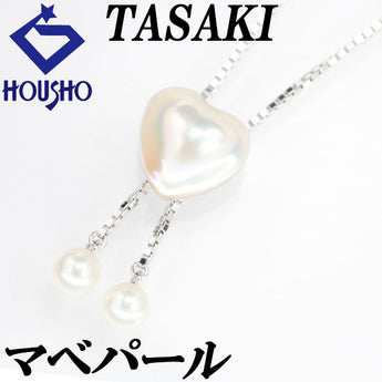 TASAKI Mabe Pearl Necklace Akoya Pearl SV925 Heart Loop Tie Brand TASAKI | Silver 925 Mabe Pearl White Pearl Semicircular Pearl Semicircular Pearl Cute Stylish [Used] [SH115803]