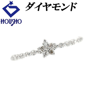 Diamond ring K10WG flower star thin delicate | 10K diamond daily use simple cute stylish [Used] [SH116076]