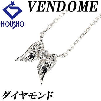VENDOME AOYAMA Diamond Necklace 0.01ct K10WG Angel Wings Delicate Brand VENDOME AOYAMA | 10K Diamond Daily Use Simple Cute Stylish [Used] [SH116111]