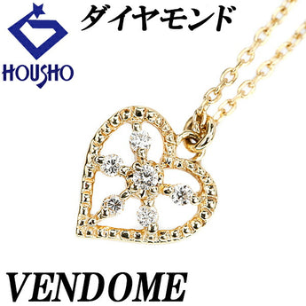 VENDOME AOYAMA Diamond Necklace K10YG Heart Milled Milgrain Brand VENDOME AOYAMA | 10K Diamond Daily Use Simple Cute Stylish [Used] [SH116112]