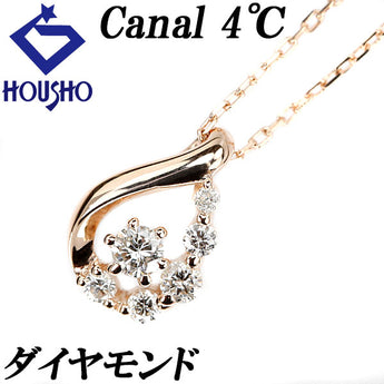 カナル4℃ ダイヤモンド ネックレス K10PG ドロップ 雫 涙 ブランド Canal 4℃ カナルヨンドシー | 10金 ダイアモンド デイリーユース シンプル かわいい おしゃれ【中古】【SH116126】