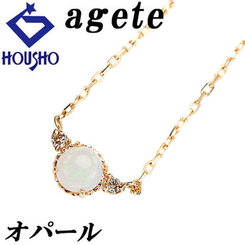 agete Opal Necklace Diamond K10YG Delicate Brand agete | 10K Diamond Daily Use Simple Cute Stylish [Used] [SH116130]