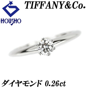 Tiffany Diamond Solitaire Ring 0.26ct Pt950 Solitaire Single Stone 6 Prongs TIFFANY&amp;Co. | Diamond Platinum Elegant Simple Cute Stylish [Used] [SH116457]
