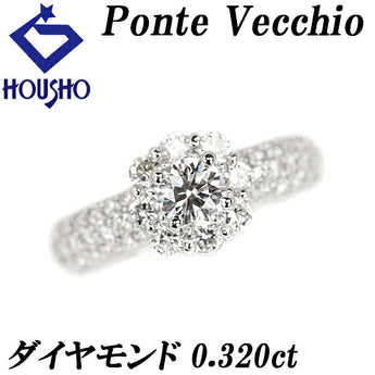 ポンテヴェキオ ダイヤモンド リング 0.320ct Pt900 花 フラワー 植物 ボタニカル パヴェ ピンキーリング PonteVecchio | ダイアモンド プラチナ 豪華 ゴージャス かわいい おしゃれ【SH116459】