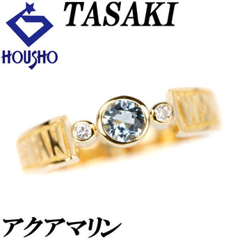TASAKI Aquamarine College Ring Diamond K18YG Logo Aquamarine Brand TASAKI | 18K Diamond Daily Use Simple Cute Stylish [Used] [SH116530]