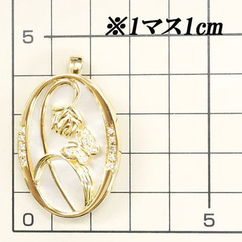 CRESCENT VERT Shell Pendant Brooch Diamond K18YG Flower Plant Botanical Butterfly Papillon Insect CRESCENT VERT | 18K Diamond Elegant Cute [SH116540]