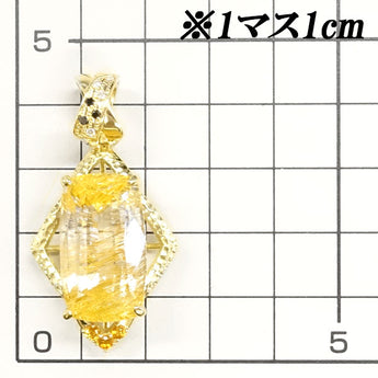 山本真理 ルチルクォーツ ペンダントトップ 30.017ct ダイヤモンド シトリン K18YG 槌目 作家 デザイナー | 18金 ダイアモンド 豪華 ゴージャス かわいい おしゃれ【中古】【SH116548】