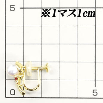 クイーン アコヤパール イヤリング 7.6mm ダイヤモンド ルビー K18YG ブランド Queen | 18金 あこや真珠 白真珠 和珠 ダイアモンド ゴージャス 上品 かわいい おしゃれ【中古】【SH116549】