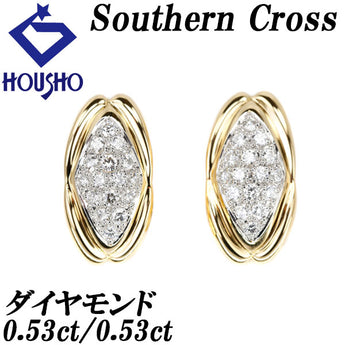 Southern Cross Diamond Earrings 1.06ct K18YG Pt900 Brand: Southern Cross | 18K Gold Diamond Luxurious Gorgeous Elegant Cute Stylish [Used] [SH117007]