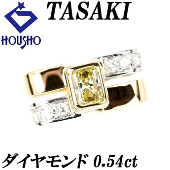 TASAKI Square Cut Yellow Diamond Ring 0.54ct K18YG Pt900 Deformed Cut Fancy Cut Square Brand TASAKI | 18K Diamond Unique Cute Stylish [Used] [SH117008]