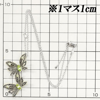 ダミアーニ ペリドット ネックレス ブラックダイヤモンド K18WG 蝶 チョウ バタフライ パピヨン 昆虫 動物 アニマル DAMIANI | 18金 ブラックダイアモンド かわいい おしゃれ【中古】【SH117926】
