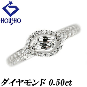 ダイヤモンド リング 0.50ct K18WG 葉っぱ リーフ 植物 ボタニカル 透かし 変形カット ファンシーカット | 18金 ダイアモンド 上品 エレガント かわいい おしゃれ【中古】【SH117934】