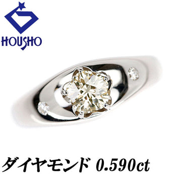 フラワーカット ダイヤモンド リング 0.590ct K18WG 変形カット ファンシーカット 花 フラワー 植物 ボタニカル | 18金 ダイアモンド デイリーユース かわいい おしゃれ【中古】【SH117935】